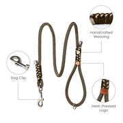 6FT Handcrafted Braided Paracord Dog Leash â€?Heavy-Duty Comfort Padded Leash for Outdoor Adventures