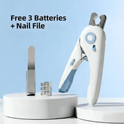 TUXTOOX Pet Nail Clipper with LED Light - Stainless Steel 2-in-1 Trimmer & File - Splash Proof