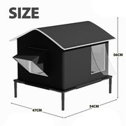 Outdoor Cat House Windproof Warm Weatherproof Door Stray Cat Shelter Elevated Feet for Park Garage Porch Backyard