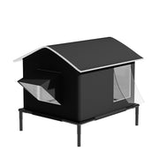 Outdoor Cat House Windproof Warm Weatherproof Door Stray Cat Shelter Elevated Feet for Park Garage Porch Backyard