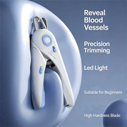 TUXTOOX Pet Nail Clipper with LED Light - Stainless Steel 2-in-1 Trimmer & File - Splash Proof