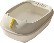 TUXTOOX Open Top Cat Litter Box with Built-in Deodorizer Box & Scoop, Easy Clean Cat Pan for Odor Control & Less Scatter, Stylish Pet Toilet for Adult Cats